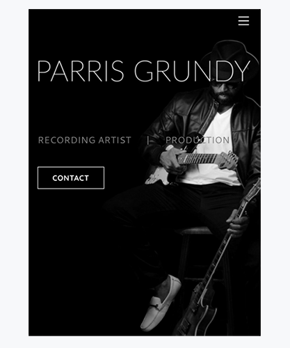 Parris Grundy Musician Portfolio - Artist website design